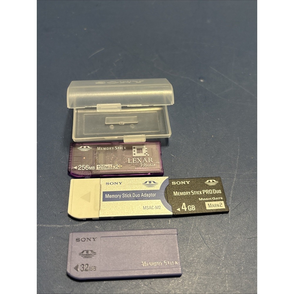 Sony Memory Stick Lot 32MB 256MB Lexar 4GB Pro Duo Adapter MSAC-M2